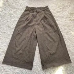 【ミッシェルクラン】 ワイドパンツ (38) ブラウン チェック ウエストゴム