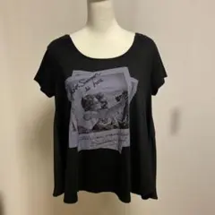 INGNI バックレース フォトプリント 半袖チュニック ブラック M