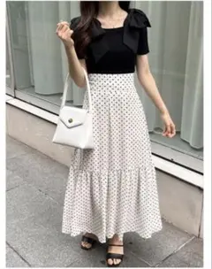 ドット柄シフォンロングスカート[gc200]