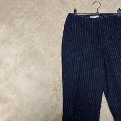 H&M カジュアルパンツ 紺 34 ストライプパンツ ウール混