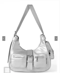 GRL スリーポケットレザーショルダーバック シルバー［tr891］