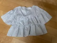 フーズフーチコ　ストライプフリルブラウスのサムネイル