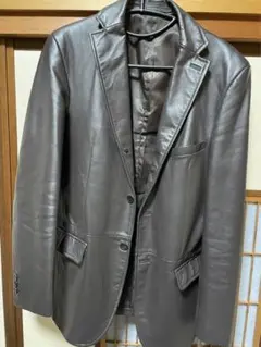 COMME CA ISM コムサイズム レザージャケット 豚革L（中古品）焦茶のサムネイル