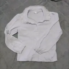 ホワイト長袖シャツ 130 白 トップス フォーマル 入学式 綿100 キッズ