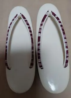 白色 ストライプ柄鼻緒 草履 約23cm