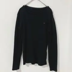 トミーヒルフィガー 長袖Tシャツ ロンT ワンポイント刺繍 ブラック 黒のサムネイル