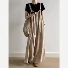 サロペット オーバーオール ゆったり　ワイドパンツ 楽チン　普段着　お出かけ