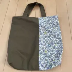 オリーブグリーン花柄トートバッグ