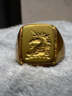 メキシカンジュエリー ゴールド シグネットリング コンパス 