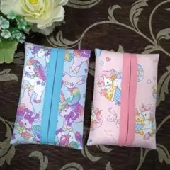 ミニティッシュケース　☆　ユニコーン柄　☆　ピンク＆ブルー　☆　2個セット