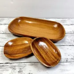木製トレイ ⭐3点 プレート ウッドトレイ ナチュラル 木目 木製 小物入れ