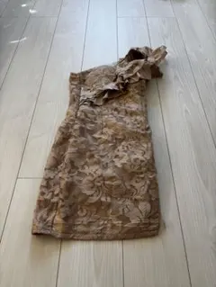 ワンショルダー レース タイトミニワンピース ベージュのサムネイル