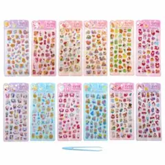 3Dぷくぷくキャラクターシール12枚セット ＋ピンセット付き