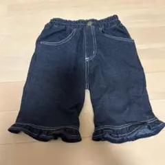 デニム フリル付きハーフパンツ