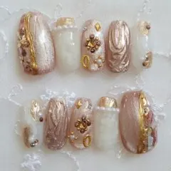 現品❤ピンクマグネット ミラー ショートバレリーナ ニュアンス ネイルチップ