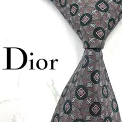 ◆美品◆Christian Dior ネクタイ グレー 幾何学模様 クラシック
