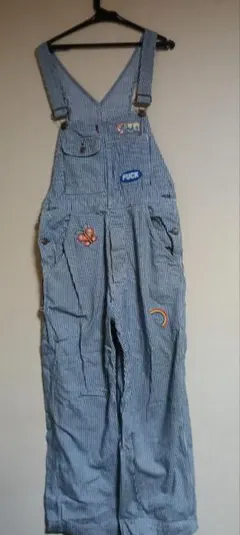 ストライプ柄 ブルーオーバーオール FREE メンズ