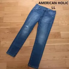 AMERICAN HOLIC スキニーデニム ダメージ LL