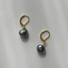 更に値下げ❗️星月夜　ぷっくりと　大粒淡水パールピアス　②