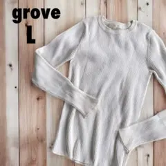 グローブ♡リブニットカットソー　L  白 薄手 タイトデザイン カジュアル