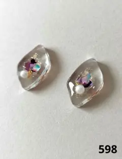 [598]ハンドメイド　レジン　樹脂イヤリング