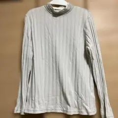 ライトグレー ストライプ 長袖ハイネック