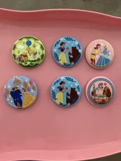 ディズニー刺繍缶バッチ　6個セット
