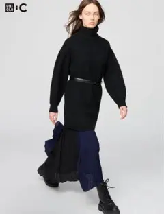 【新品未使用】UNIQLO ニットミニワンピース　BLACK サイズS