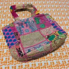 ピンク✾ザリカンバディアトートバッグ✾ザリ刺繍Amina
