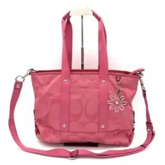 新品 コーチ (COACH) デイジー ナイロン シグネチャー バッグ ピンク 