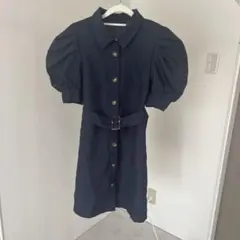 ウエストベルト付きフロントボタンシャツワンピース[tg479]