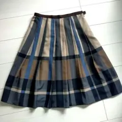 チェック柄プリーツフレアースカート M