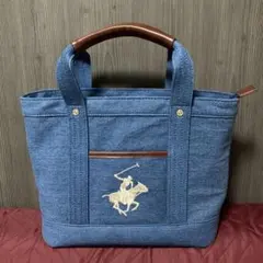 希少カラー　BEVERLY HILLS POLO CLUB デニム　トート　刺繍のサムネイル