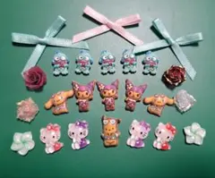 ※ネイルパーツ ハンギョドン キティ クロミ シナモン お花 セット B-45