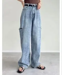 Re:EDIT リエディ　サイドスリットワイドストレートコットンデニム