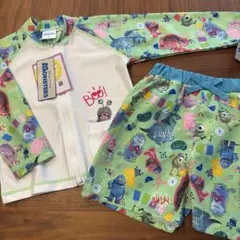 モンスターズインク　水着　ラッシュガード　総柄　サリー　ブー　グリーン　プール
