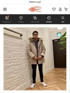 ビーミング by ビームス TCウェザー ダウンジャケット ベージュ M