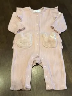 SLAPSLIP スラップスリップ　アニマルフワフワファーパッチ付きロンパース