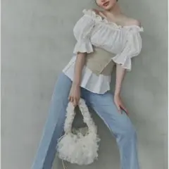 スリットデニムパンツ　M