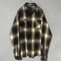 オンブレチェックシャツ　シャドーチェック　ブラウンチェック　ネルシャツ　長袖