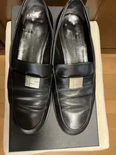 JIL SANDERブラックレザー ロゴローファーのサムネイル