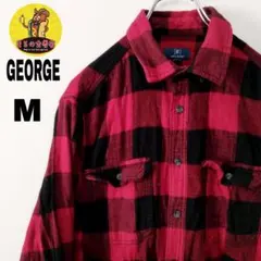 usa古着 GEORGE　ネルシャツ　M　レッド ブラック　チェック