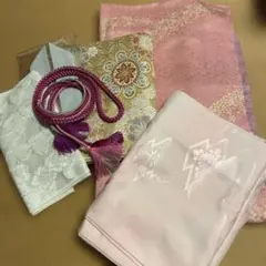 振袖フルセット　草花　流水　金彩　ピンク　正絹　美品　トールサイズ　成人式