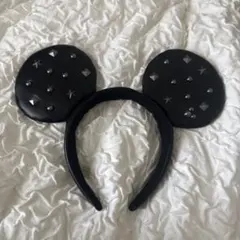 Disney ミッキー カチューシャ スタッズ 黒