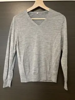 【アウトレット品】無印良品　グレー Vネック ニット　セーター Mサイズ