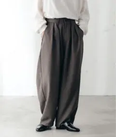 【epnok】 メランジツイルバギーワイドパンツ