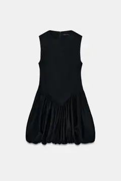 【新品タグ付・完売】ZARA バルーンワンピ Lサイズ黒 美シルエット