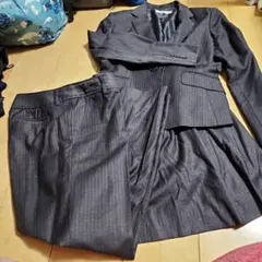 AZEY-LEストライプ柄 Lサイズスカートパンツ３点セット ビジネススーツ