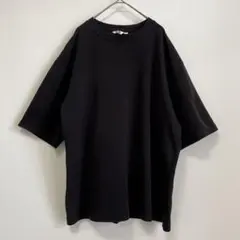 UNIQLO エアリズムコットンオーバーサイズTシャツ/5分袖 ブラック XL