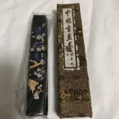 中国書道用具 中国墨　紫玉光　花模様付き